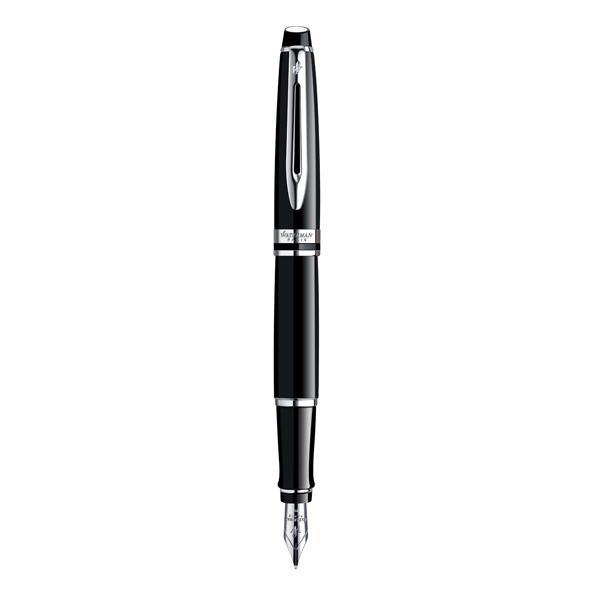 WATERMAN Expert Fountain Pen - Lacquer Black Chrome Trim