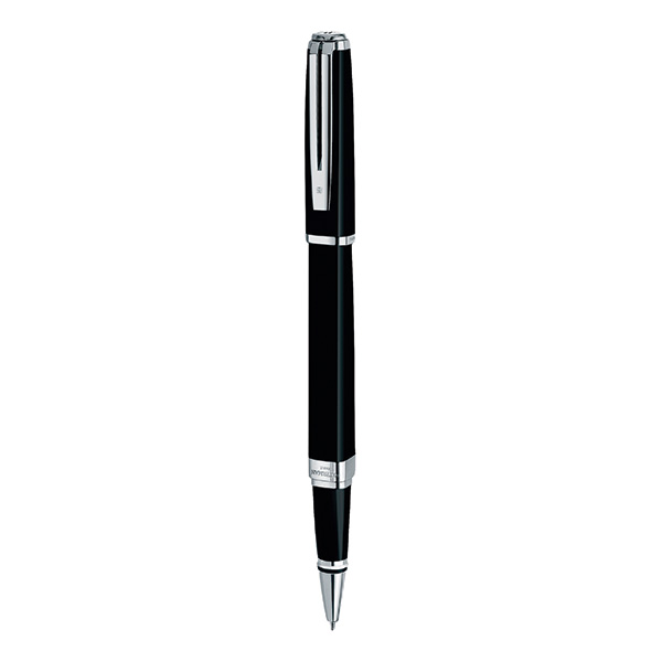 WATERMAN Exception Rollerball Pen - Black Lacquer Silver Tri