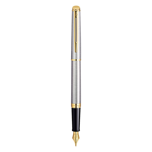 WATERMAN Hemisphere Fountain Pen - Stainless Steel Gold Trim