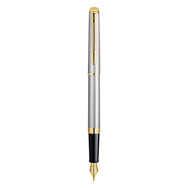 Waterman Hemisphere Stainless Steel & Gold Fountain Pen Fine Pt New In Box Wide 